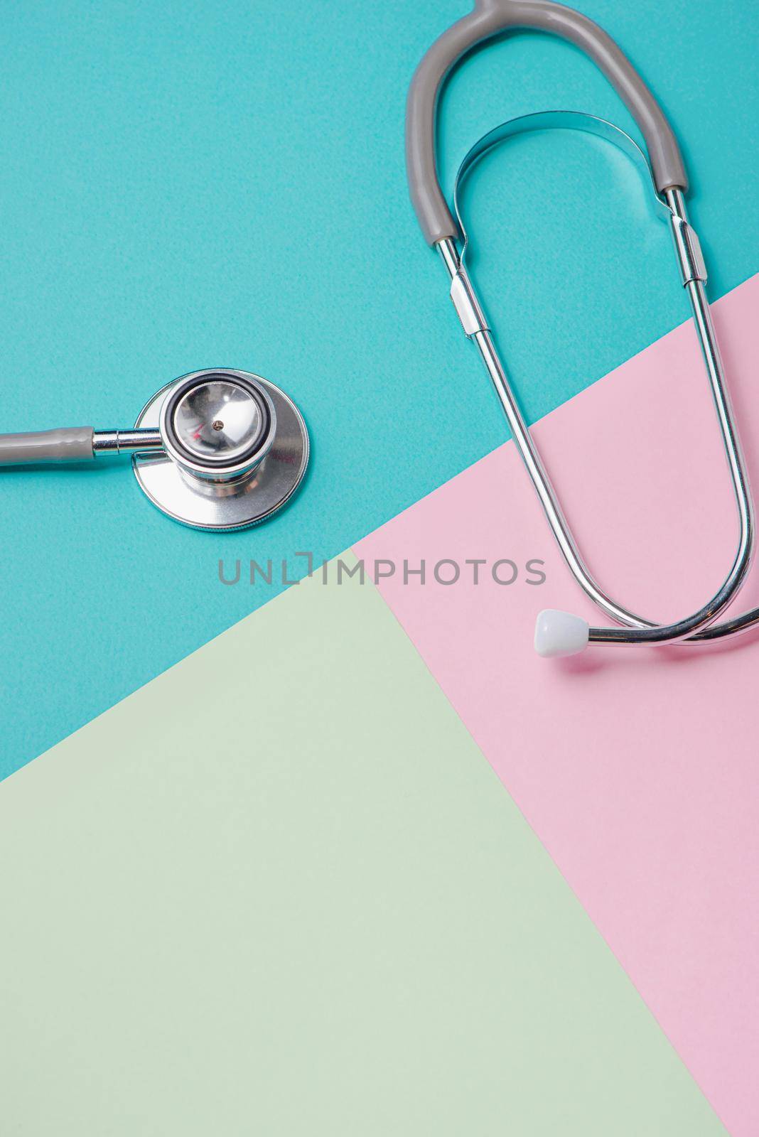 Medical concept. The stethoscope on colorful background. by makidotvn