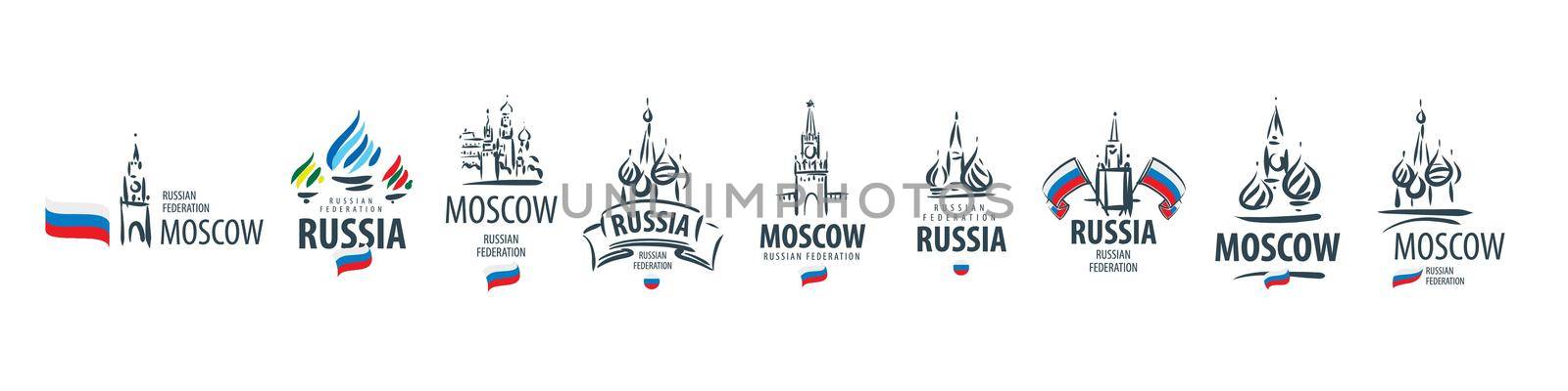 A set of vector icons of Russia, drawn by hand on a white background.