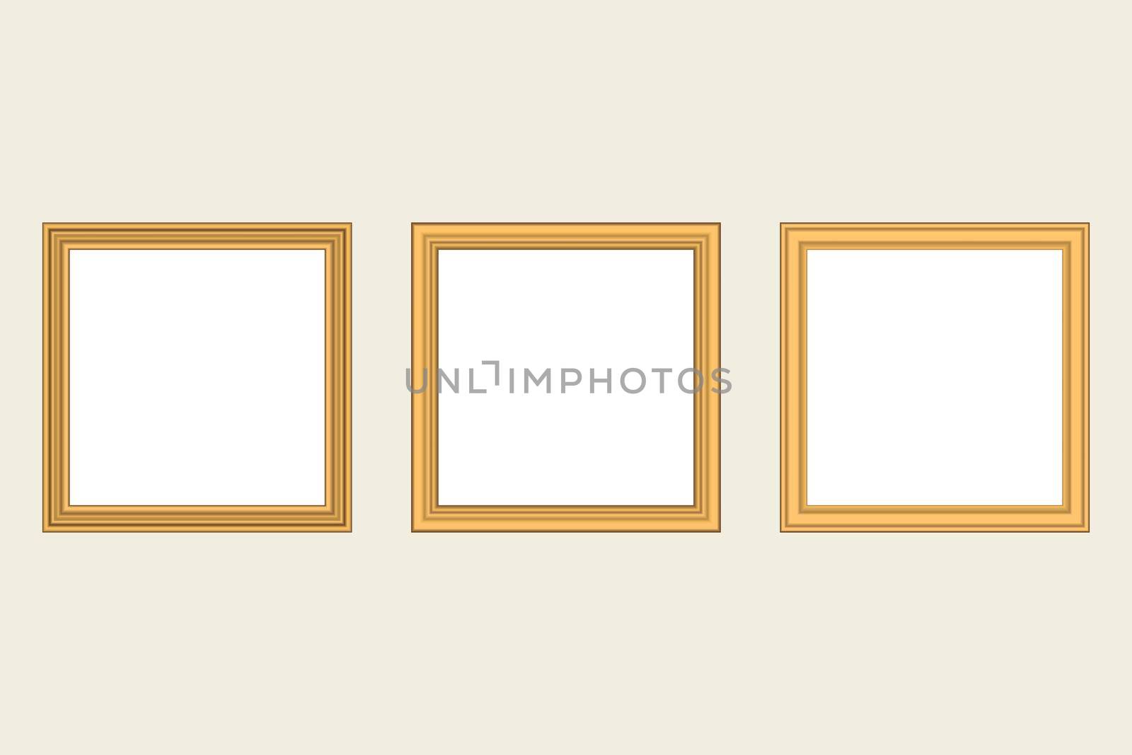 Set of squared golden vintage wooden frame for your design. Vintage cover. Place for text. Vintage antique gold modern rectangular frames. Template vector illustration by allaku
