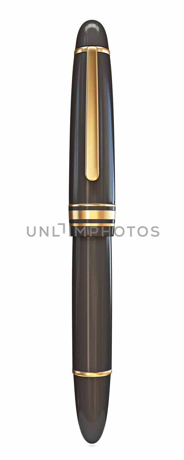 Fountain pen Vertical closed 3D render illustration isolated on white background
