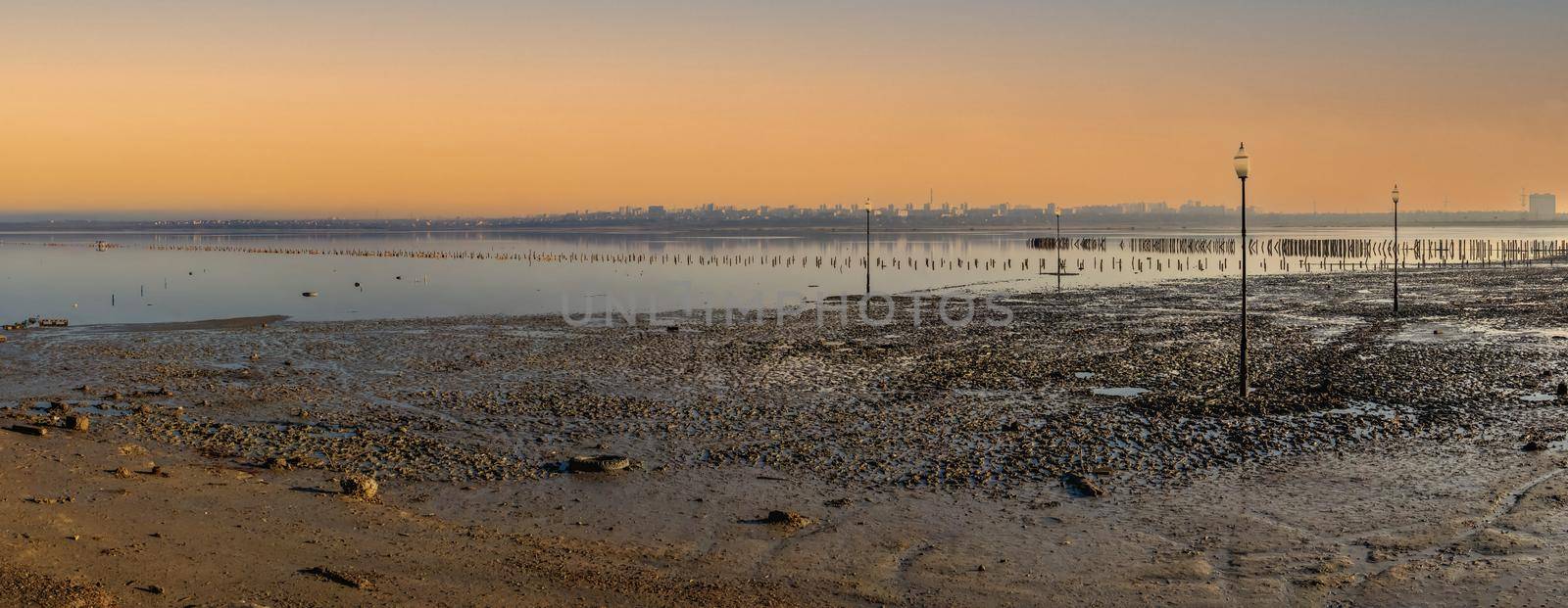 Installation on a Salty drying lake Kuyalnik near Odessa, Ukraine, on a cold winter morning