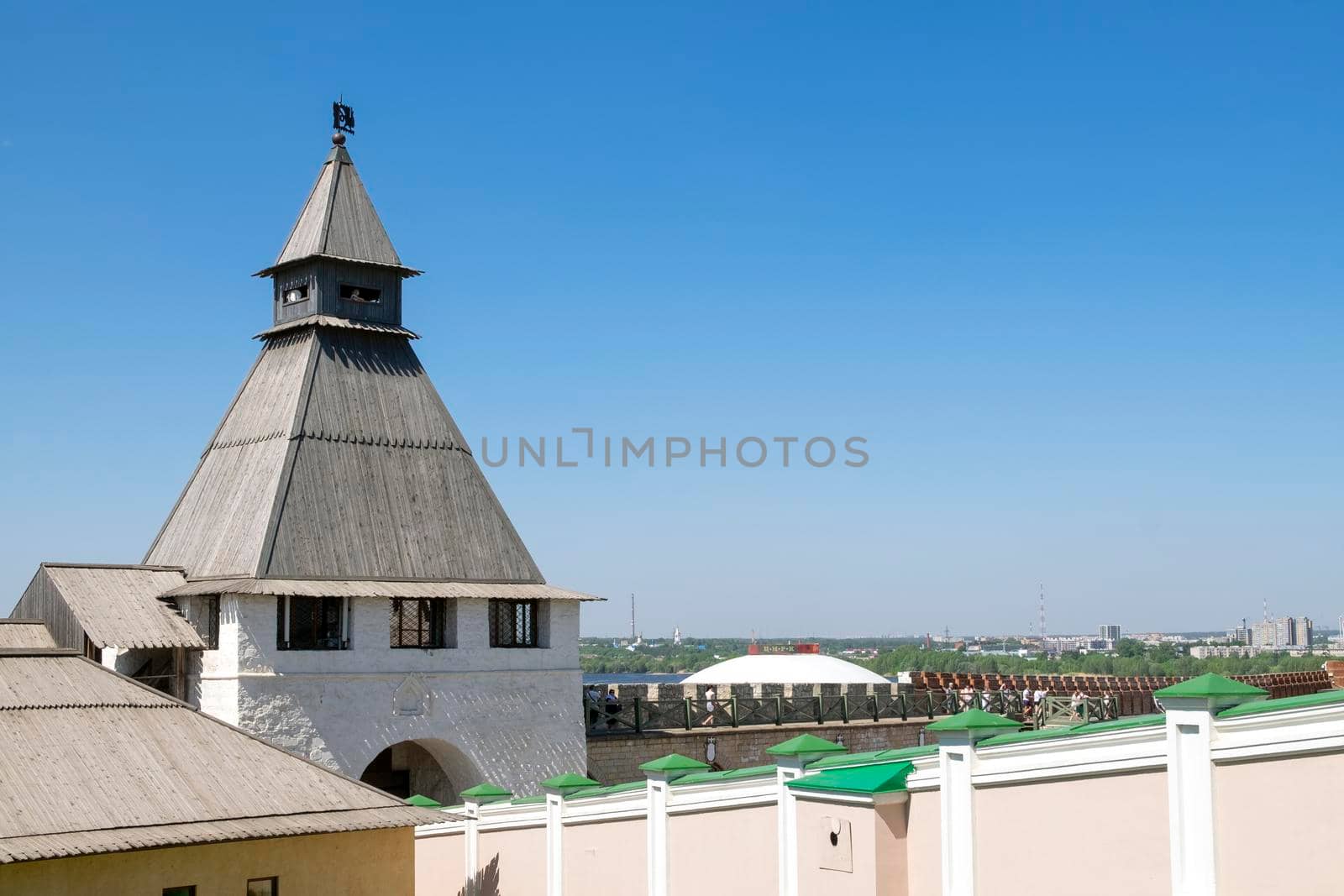View of the ancient historical tower and the wall of the Kazan Kremlin by OlgaGubskaya