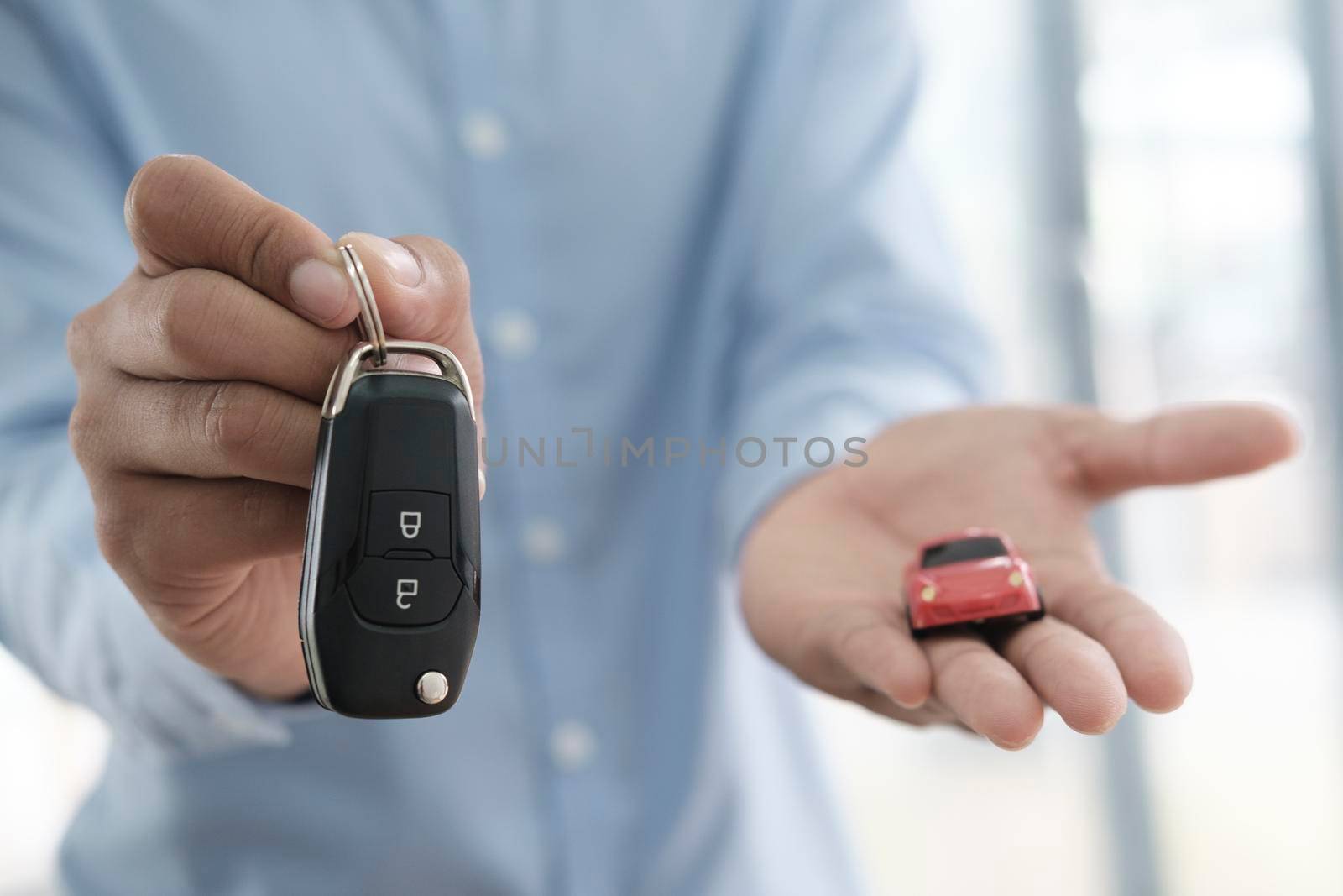 Business concept, car insurance, sell and buy car, car financing, car key for Vehicle Sales Agreement.