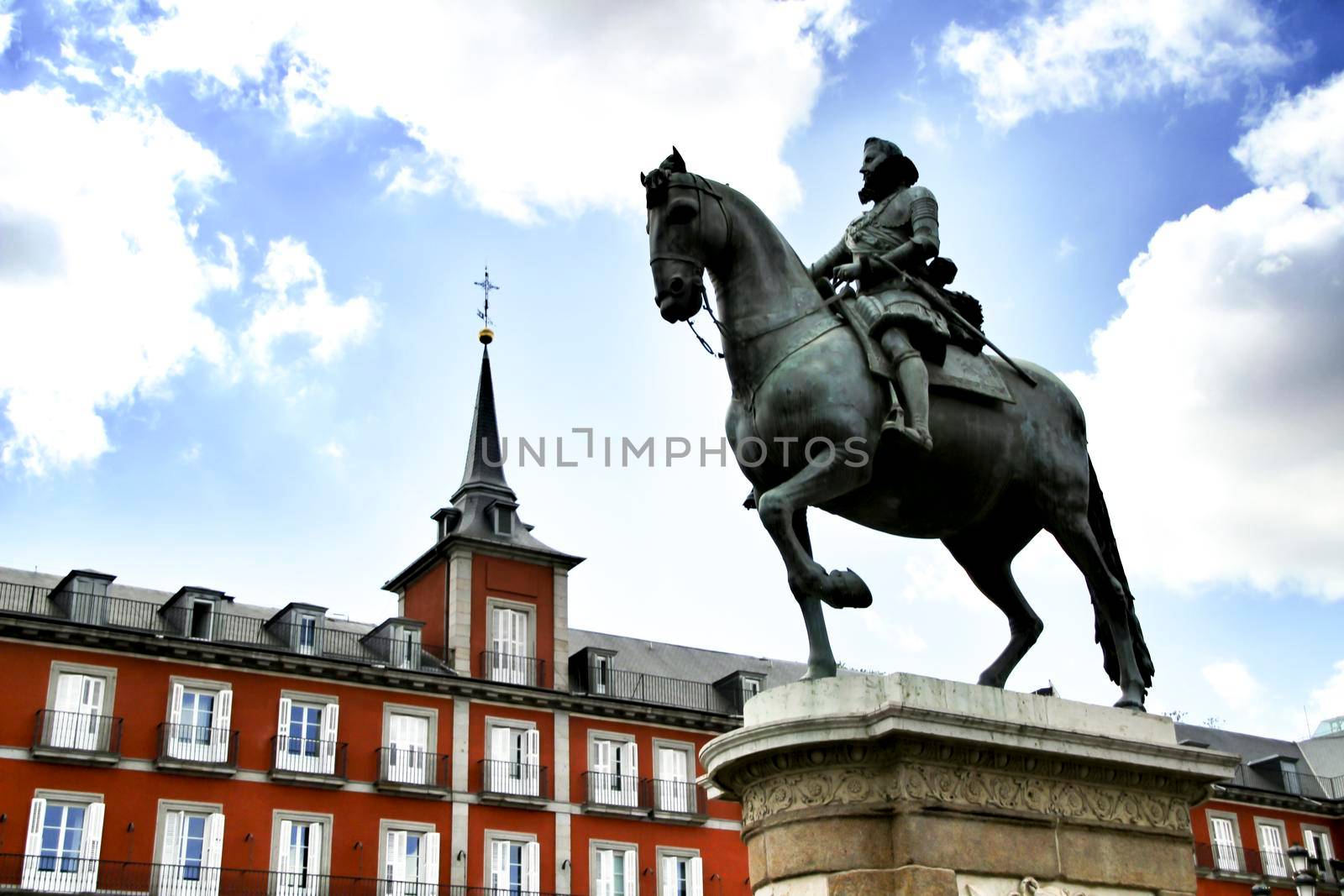 Equestrian statue of Felipe III in Plaza Mayor of Madrid by soniabonet