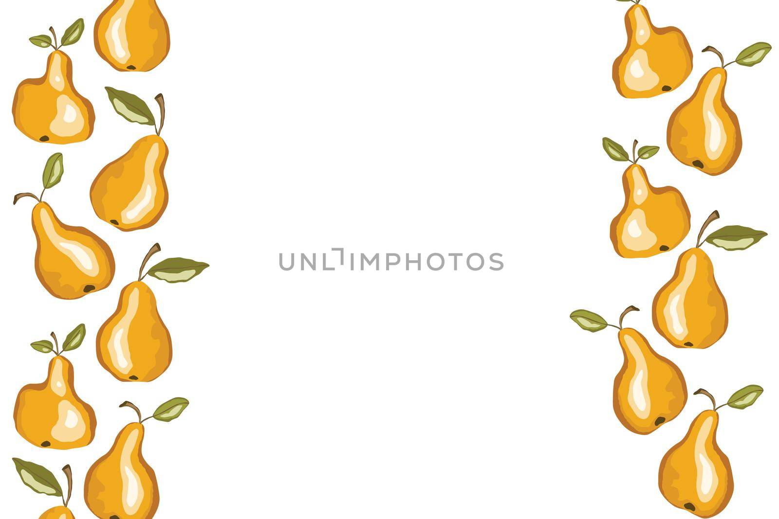 Pear icon set solated on white background. Frame with natural delicious fresh ripe tasty fruit. Template vector illustration for packaging, banner, card and other design. Food concept. Copy space by allaku