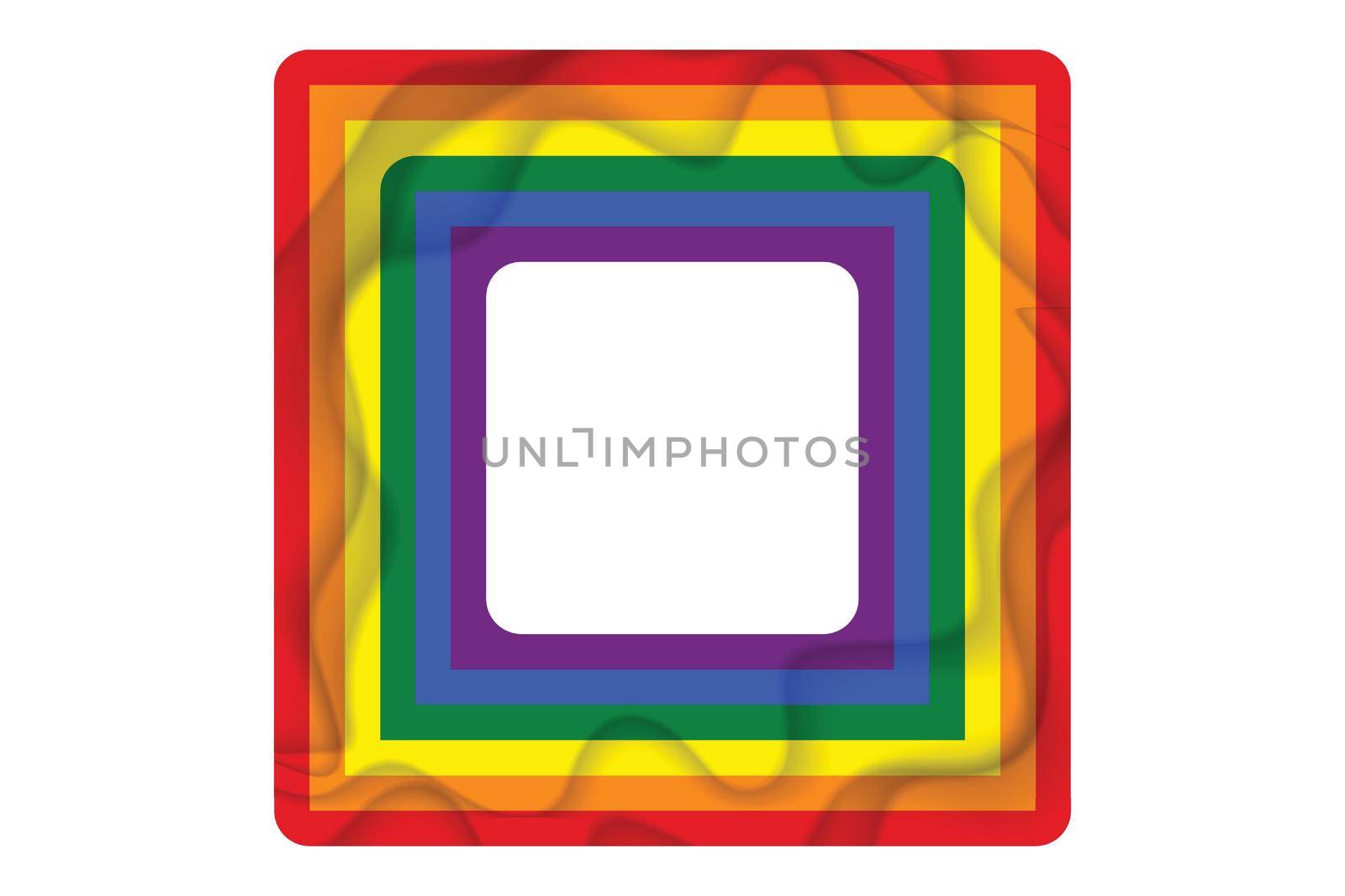 Flag LGBT icons, squared frame. Template border, vector illustration. Love wins. LGBT symbols in rainbow colors. Gay pride collection. Copy space.