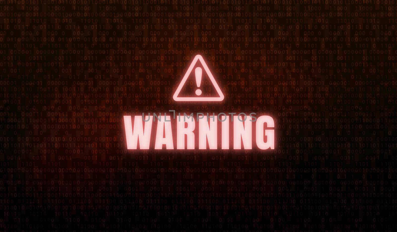 Warning sign on PC screen ( computer virus, hacking etc. )