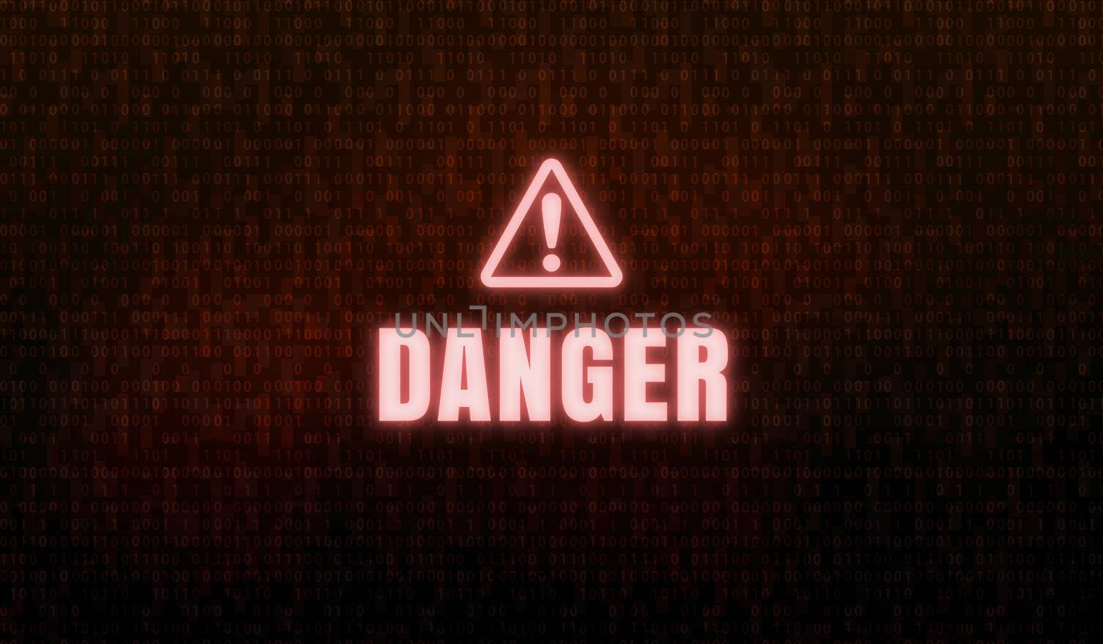 Warning sign on PC screen ( computer virus, hacking etc. )