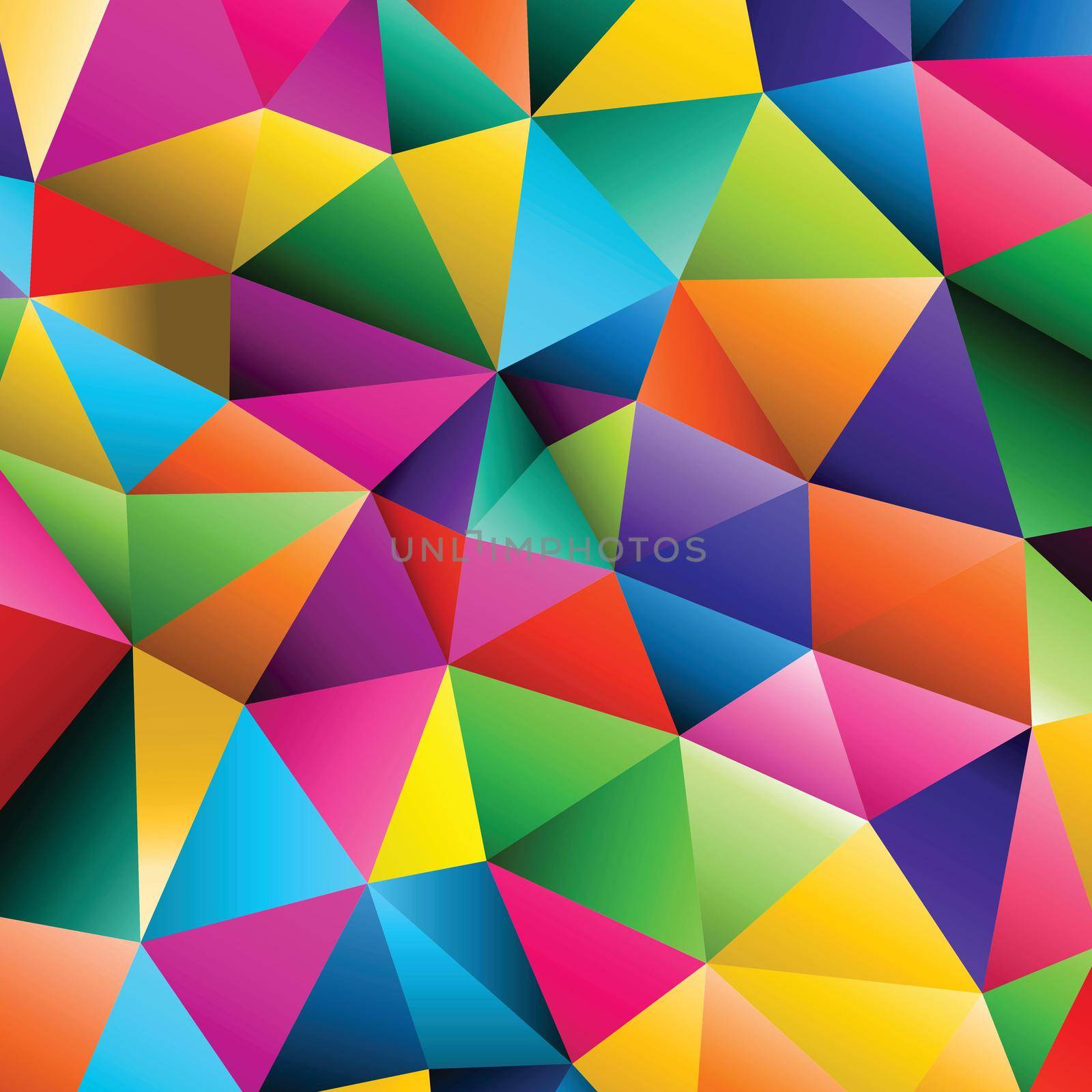 Polygonal rainbow mosaic background. Abstract low poly vector illustration. Triangular pattern in halftone style. Template geometric business design with triangle for poster, banner, card, flyer.