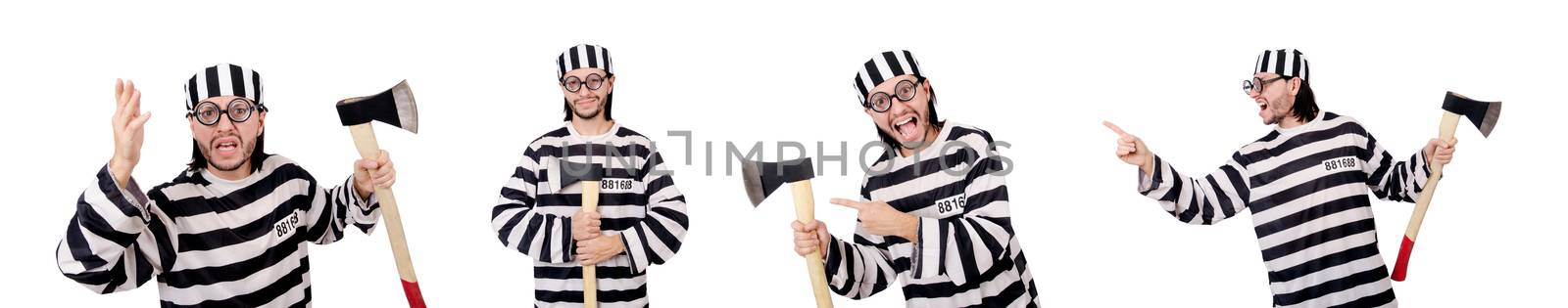 Prison inmate isolated on the white background