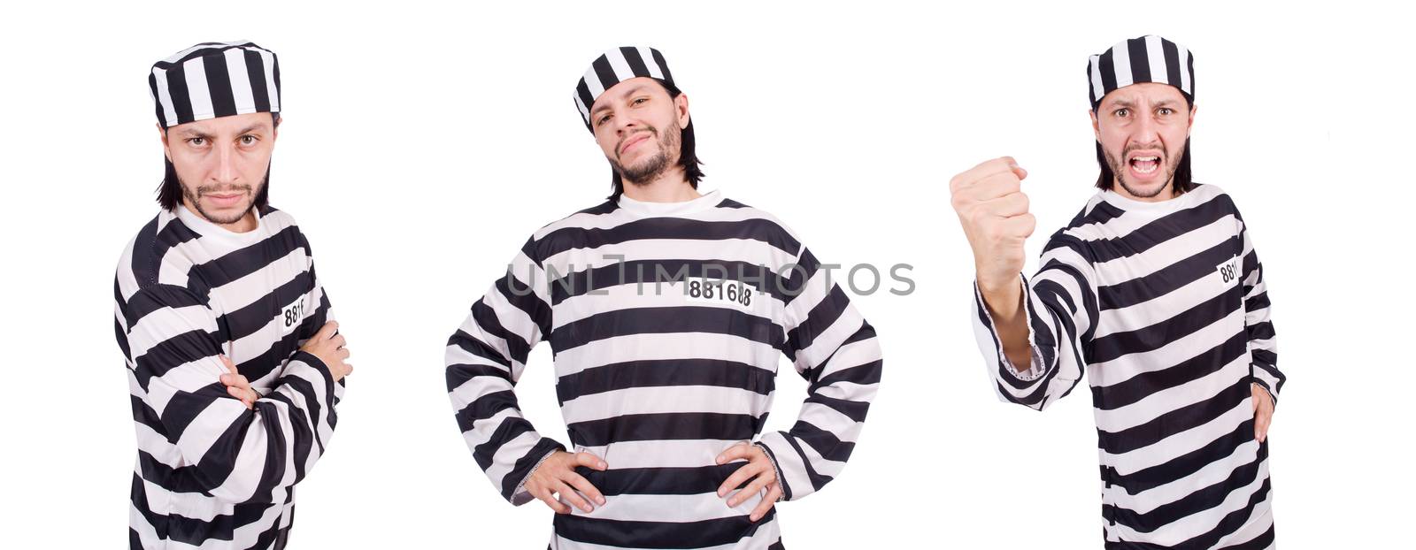 Prison inmate isolated on the white background