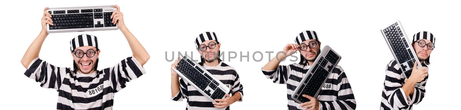 Prison inmate isolated on the white background