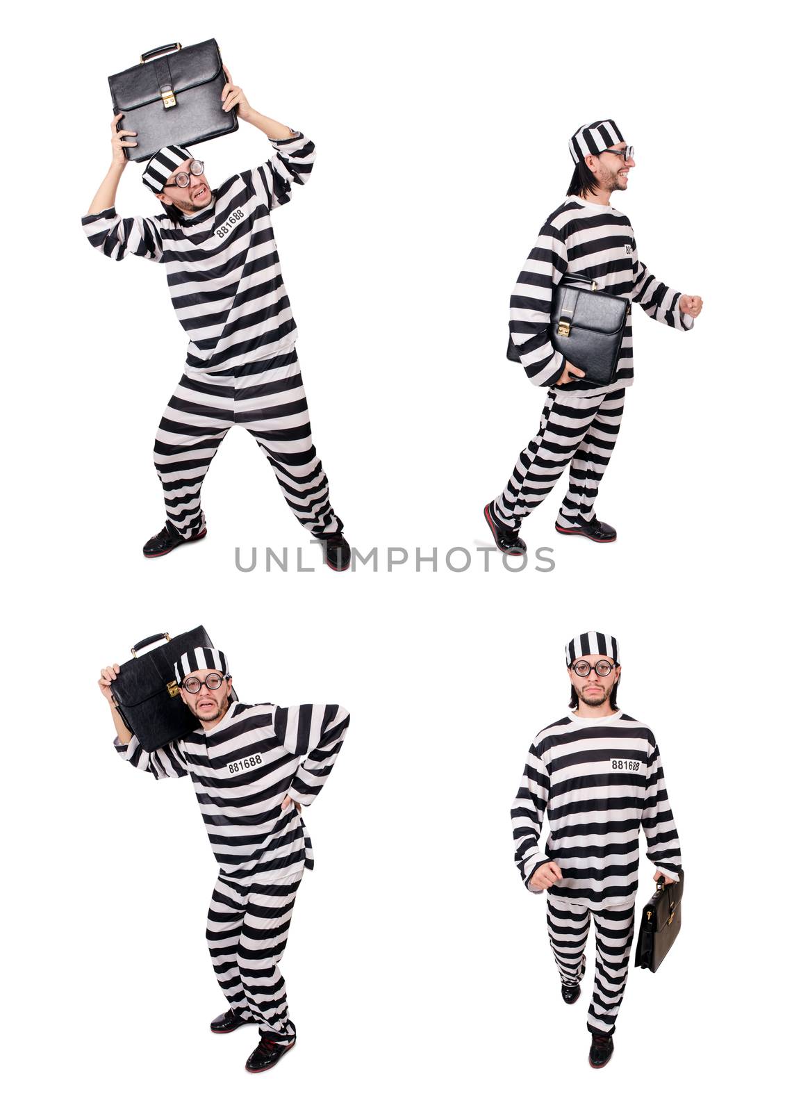 Prison inmate isolated on the white background