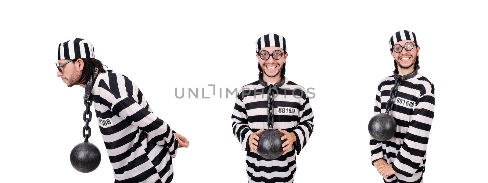 Prison inmate isolated on the white background