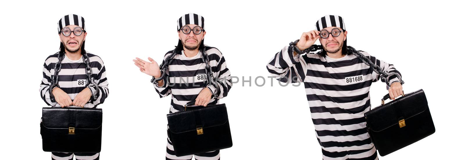 Prison inmate isolated on the white background