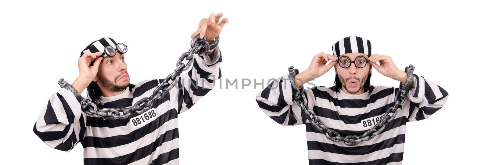 Prison inmate isolated on the white background