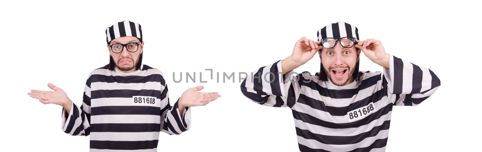 Prison inmate isolated on the white background