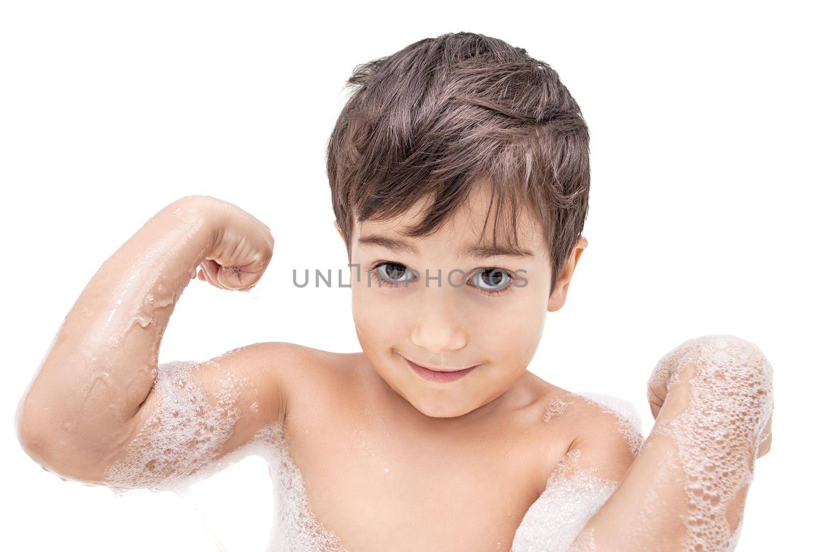 Boy washing in the bathroom by palinchak