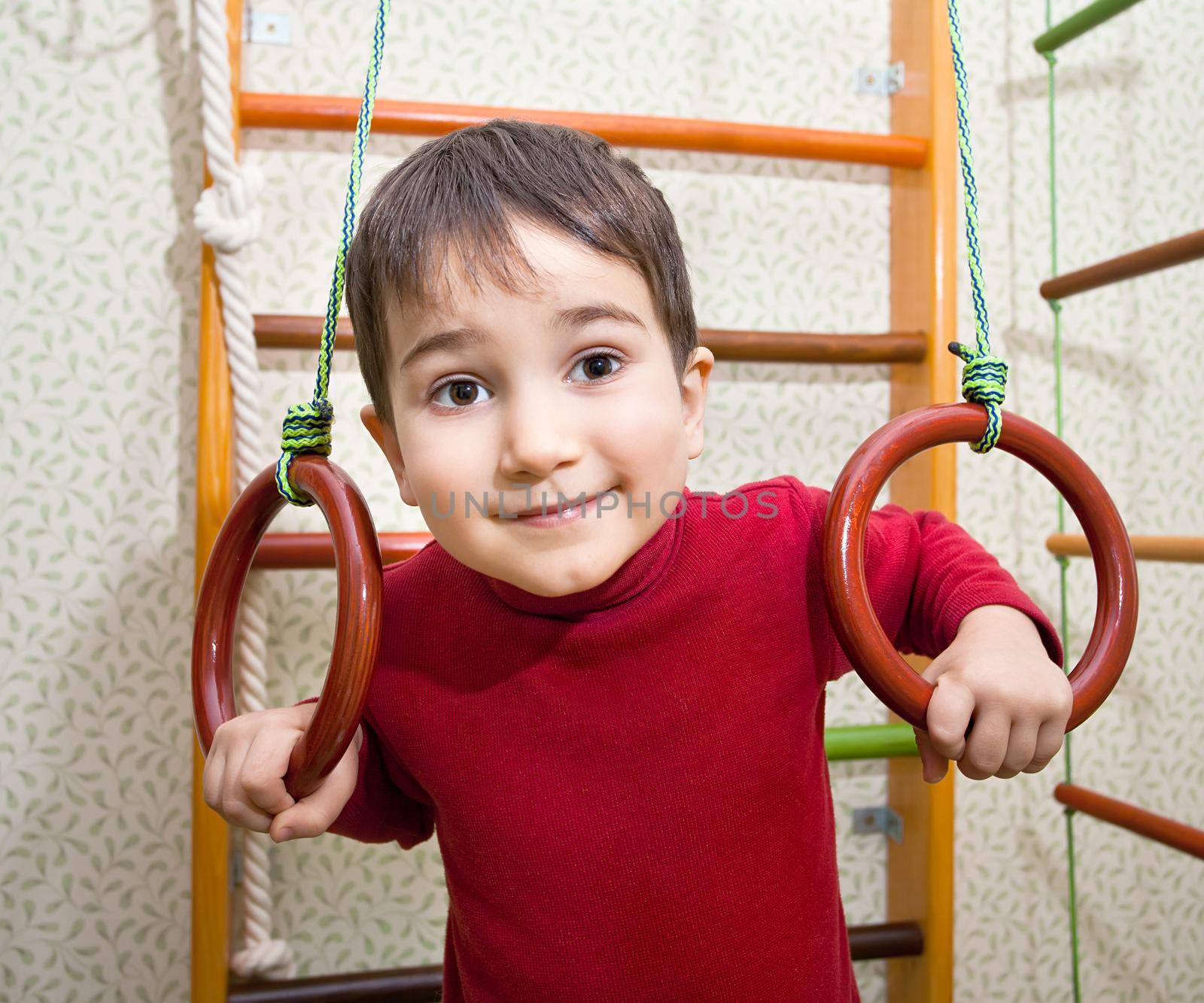 3 year old child at home sport gym 