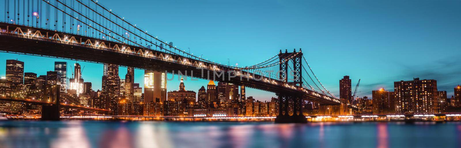 Manhattan Bridge At Night by palinchak