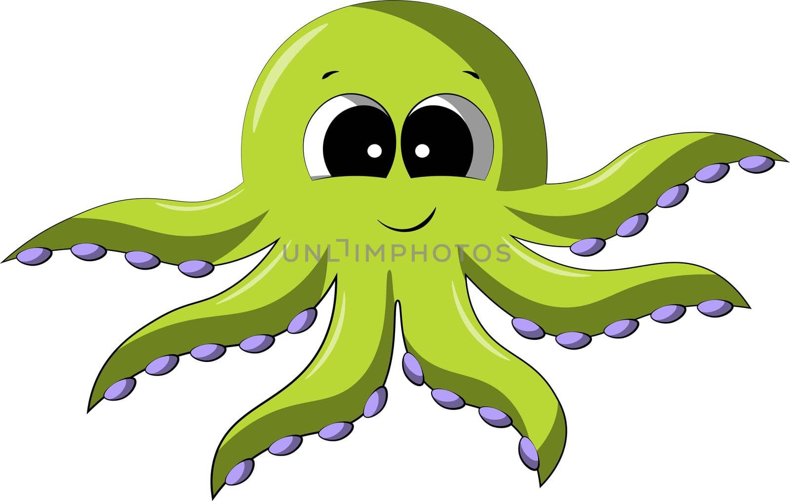 Cute cartoon Octopus. Draw illustration in color by AnastasiaPen