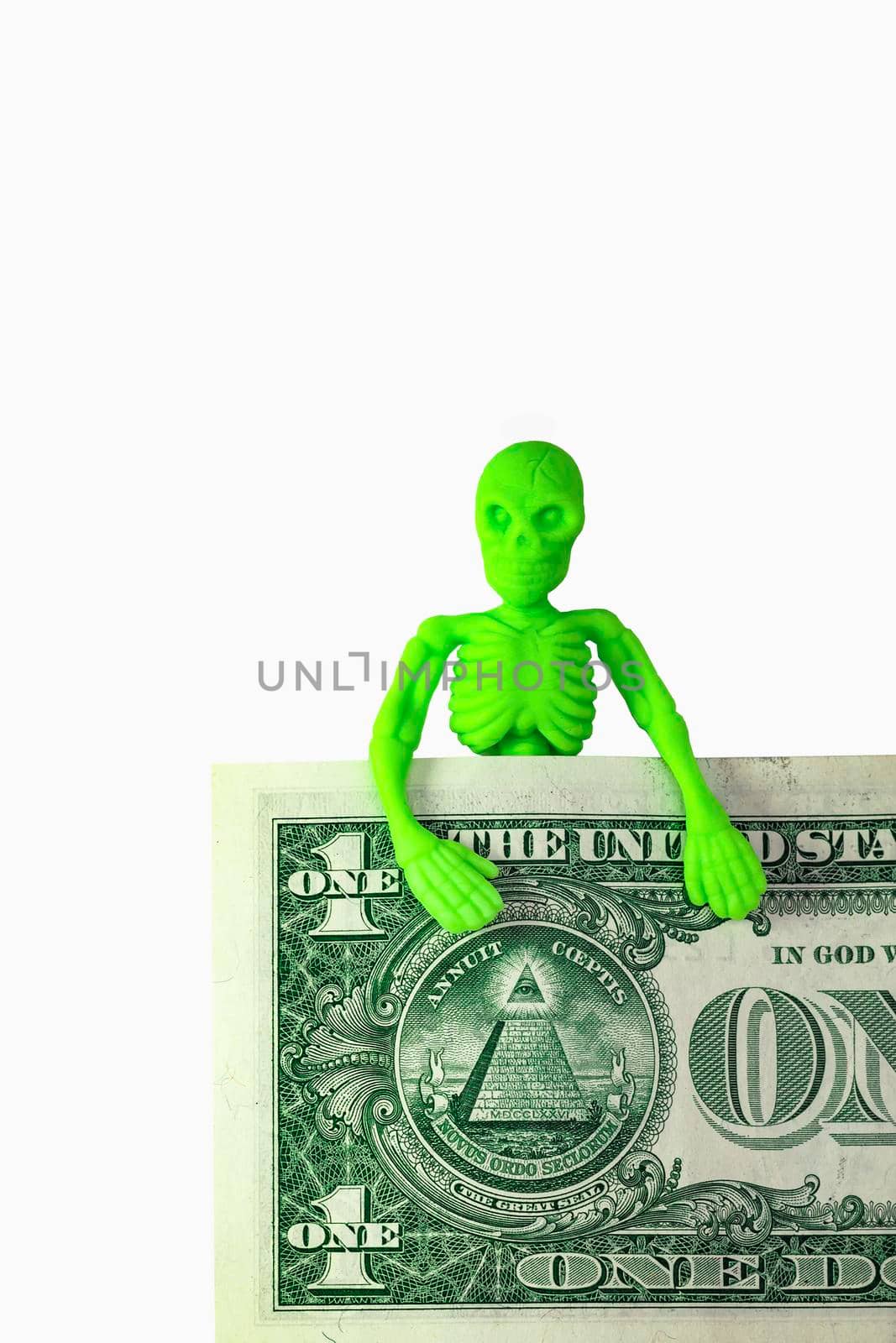 A green skeleton for a dollar bill on white background. Isolate. by Essffes