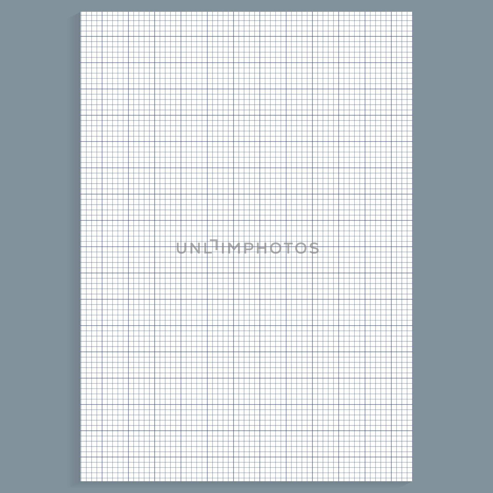 Grid paper. Realistic blank lined paper sheet in A4 format. Squared background with color graph. Geometric pattern for school, wallpaper, textures, notebook. Lined blank on transparent background.
