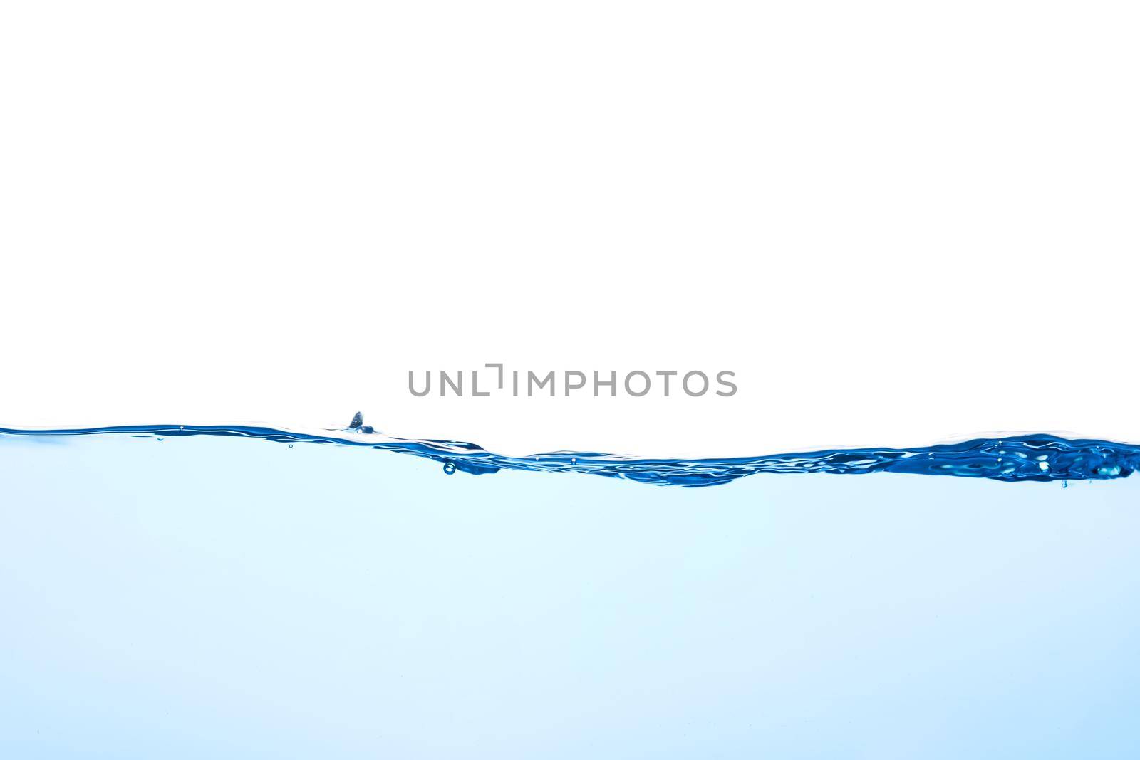 Light blue water wave with air bubbles and a little bit splashed underwater by Sorapop