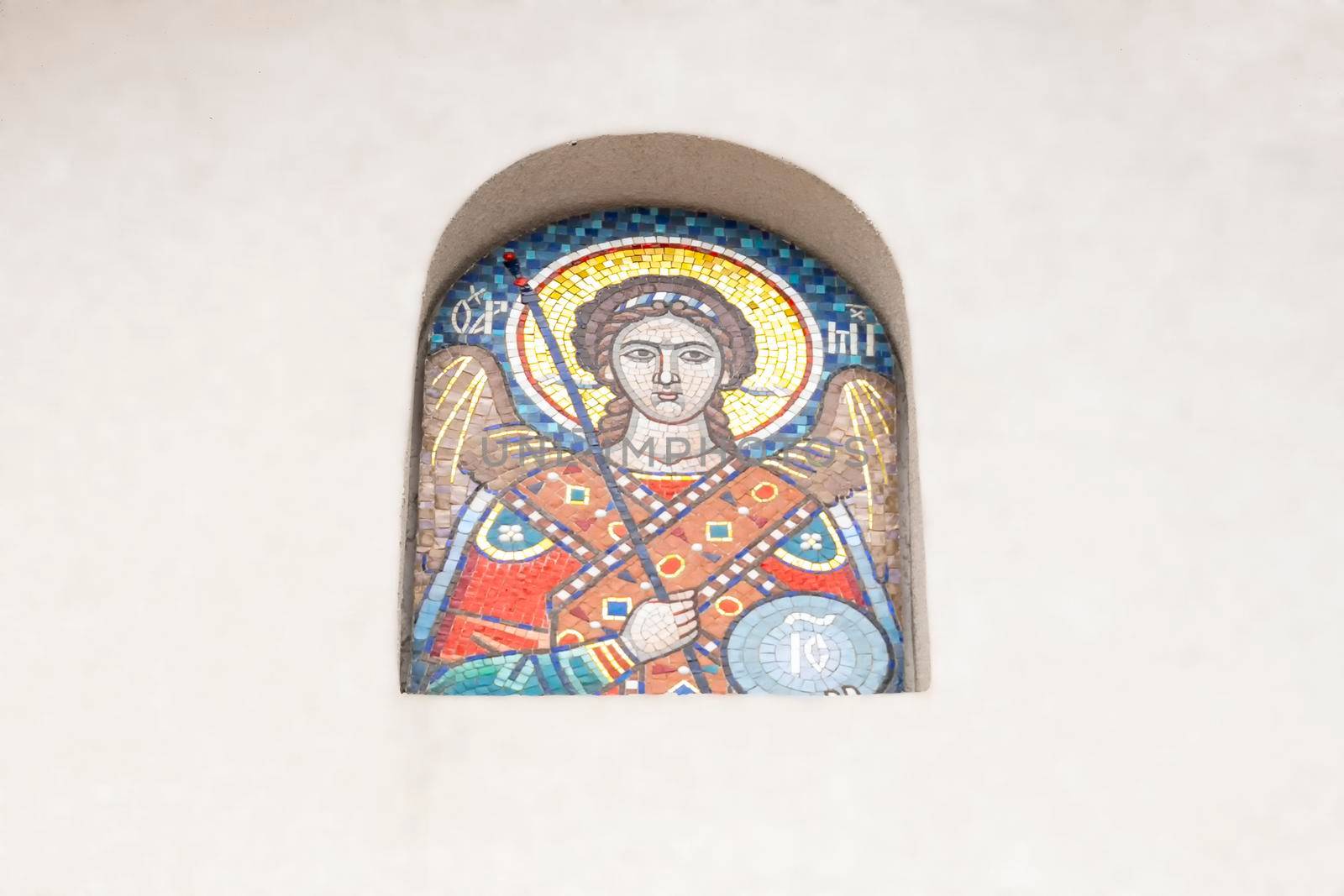 Icon in facade Orthodox Church. Surgut, Russia - 17, May 2021. by Essffes