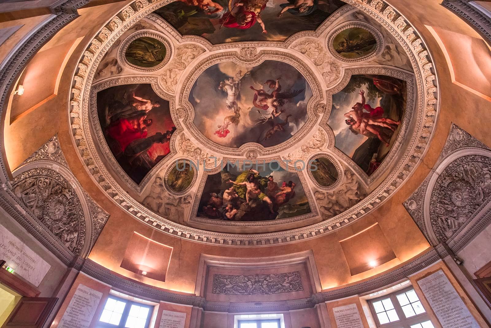 PARIS, FRANCE, MARCH 17, 2017 : architectural details and ceilings of gallery of Apollon,  march 17, 2017, in Paris, France