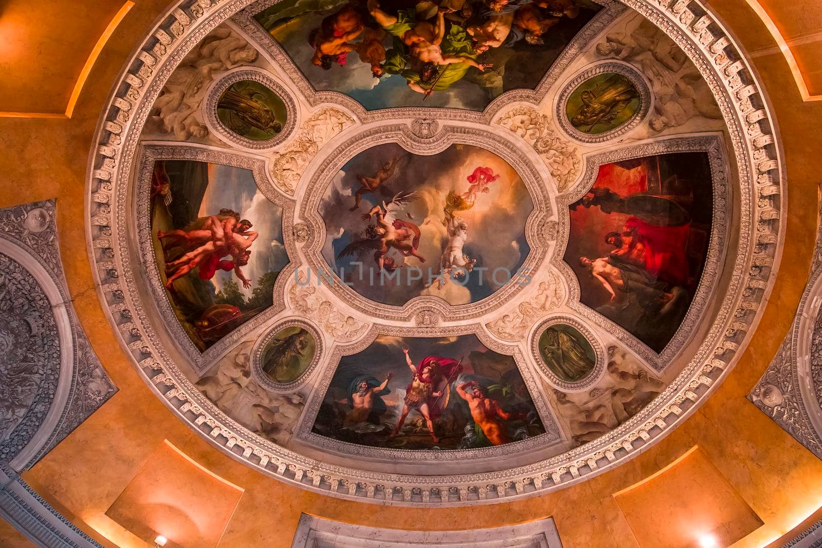 PARIS, FRANCE, MARCH 17, 2017 : architectural details and ceilings of gallery of Apollon,  march 17, 2017, in Paris, France