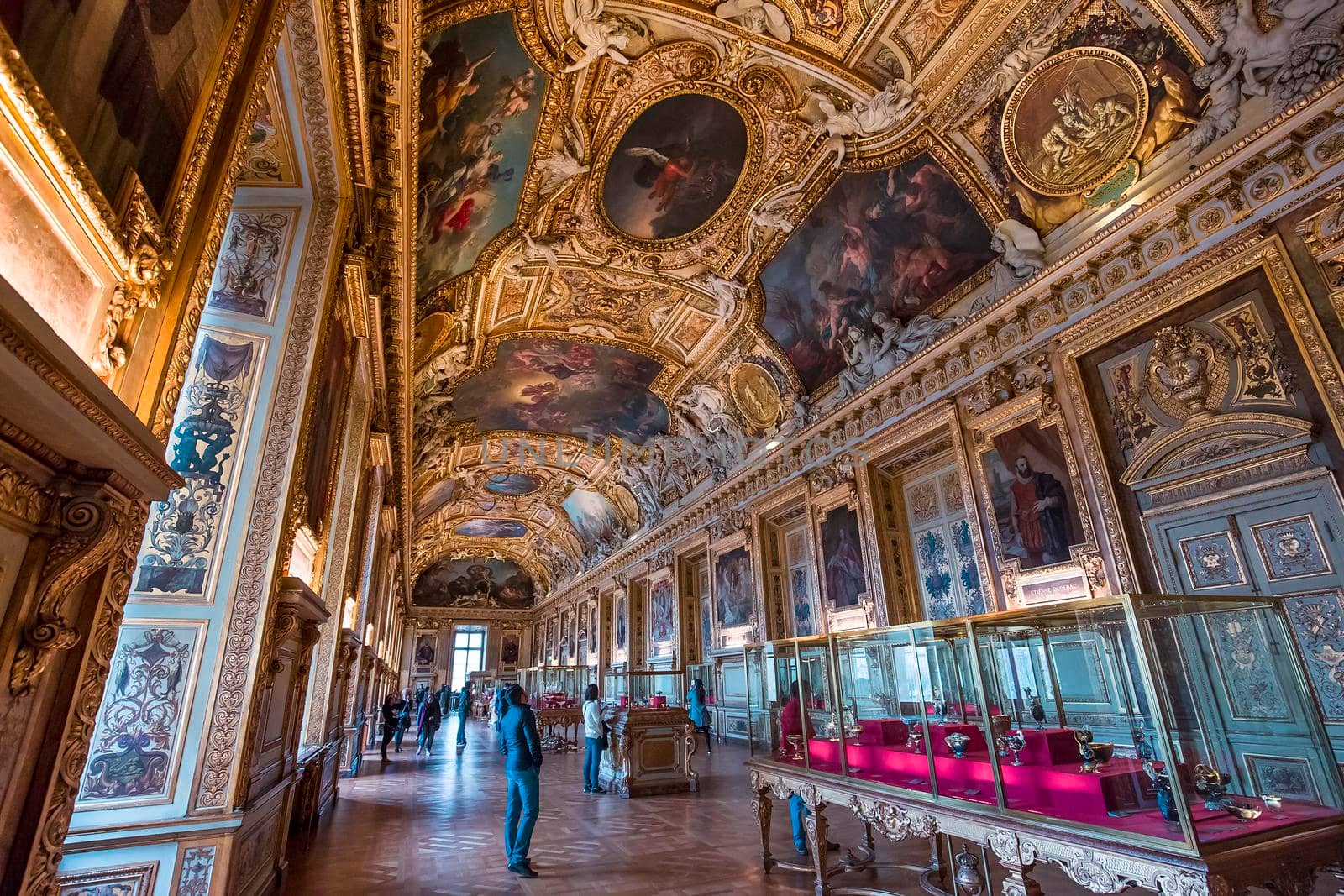 PARIS, FRANCE, MARCH 17, 2017 : architectural details and ceilings of gallery of Apollon,  march 17, 2017, in Paris, France