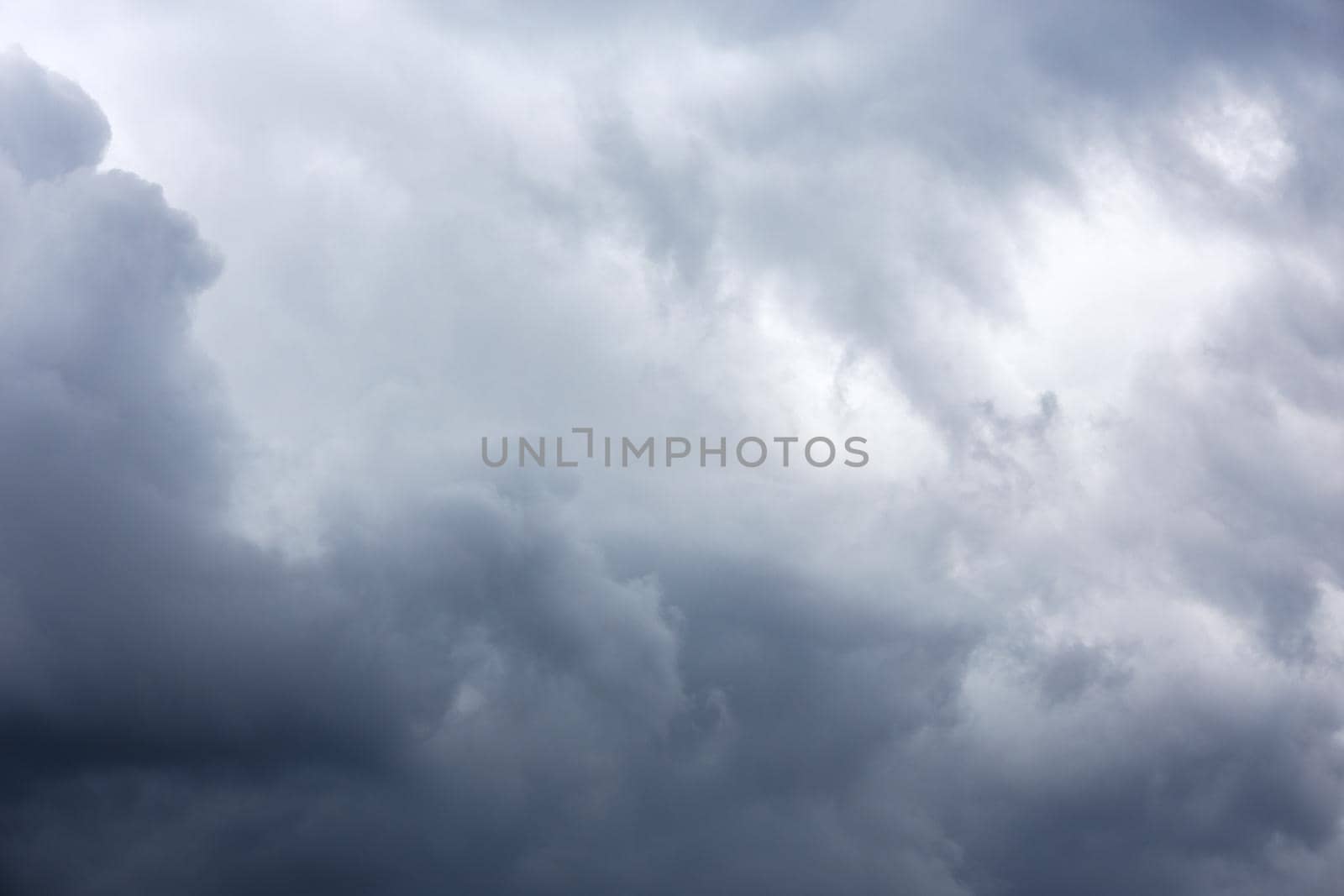 full frame summer storm clouds background, view from ground surface