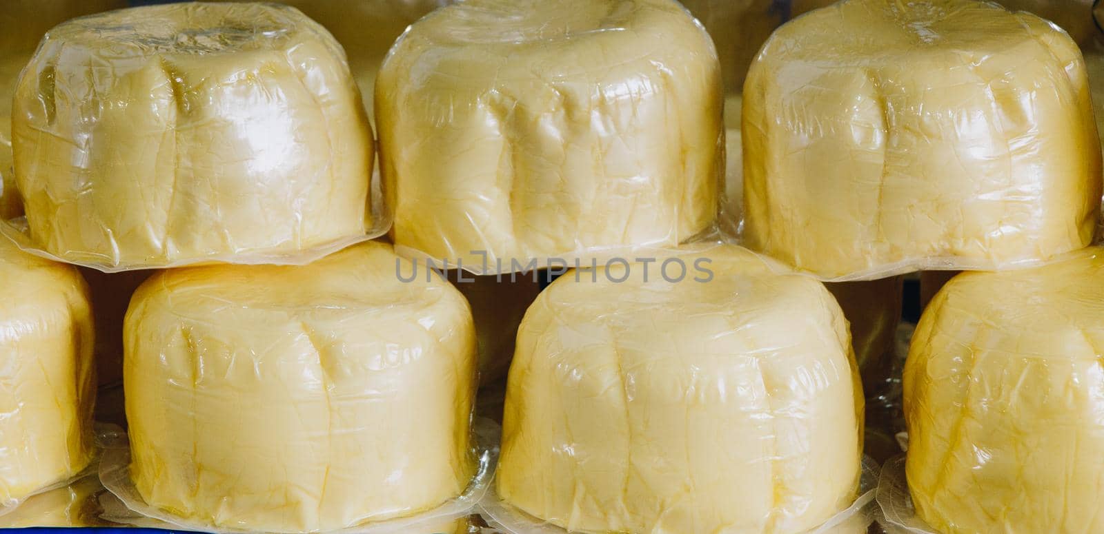 Fresh butter pieces as farm dairy product