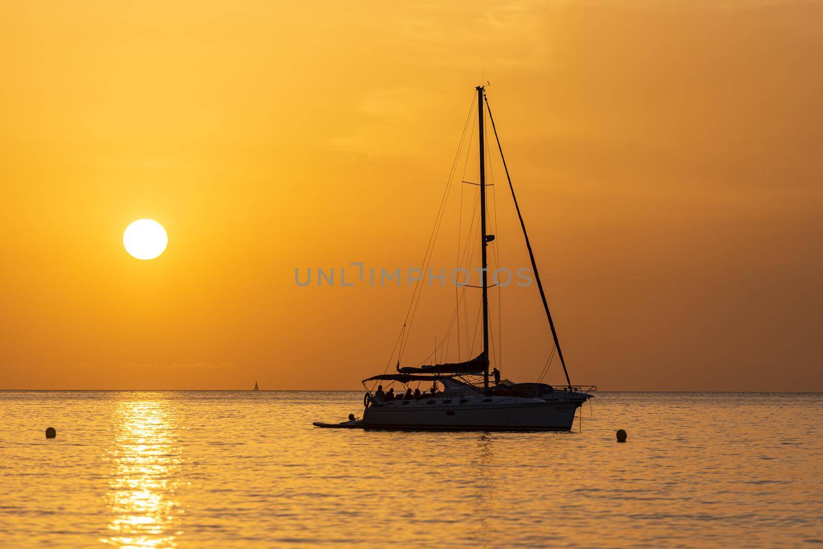 The end of the day in Cala Saona beach, Formentera, Spain