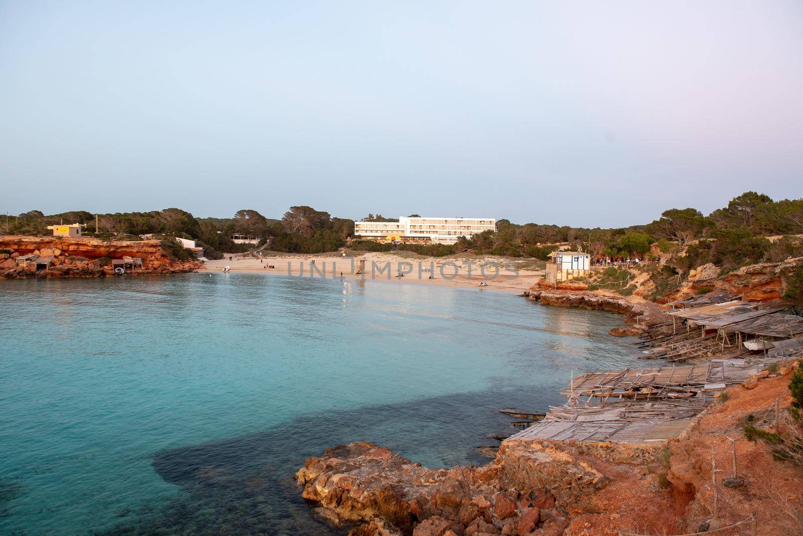 The end of the day in Cala Saona beach, Formentera, Spain