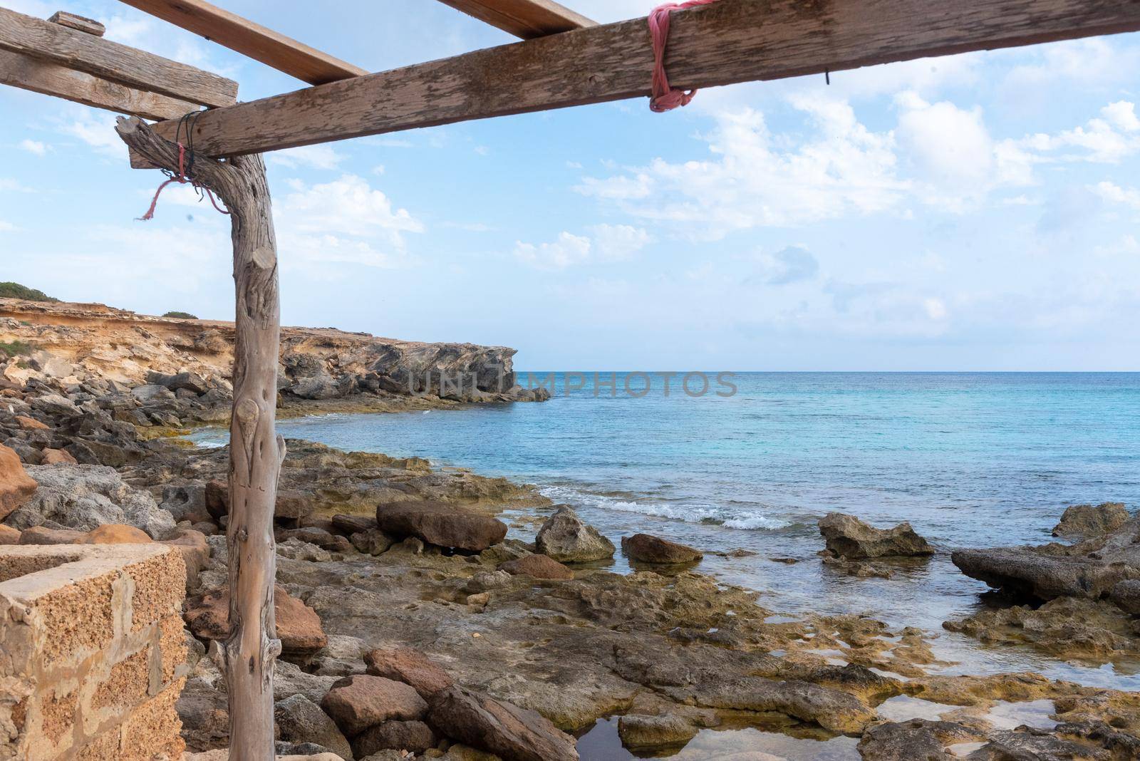 Formentera beach of Calo d es Mort in Balearic Islands.