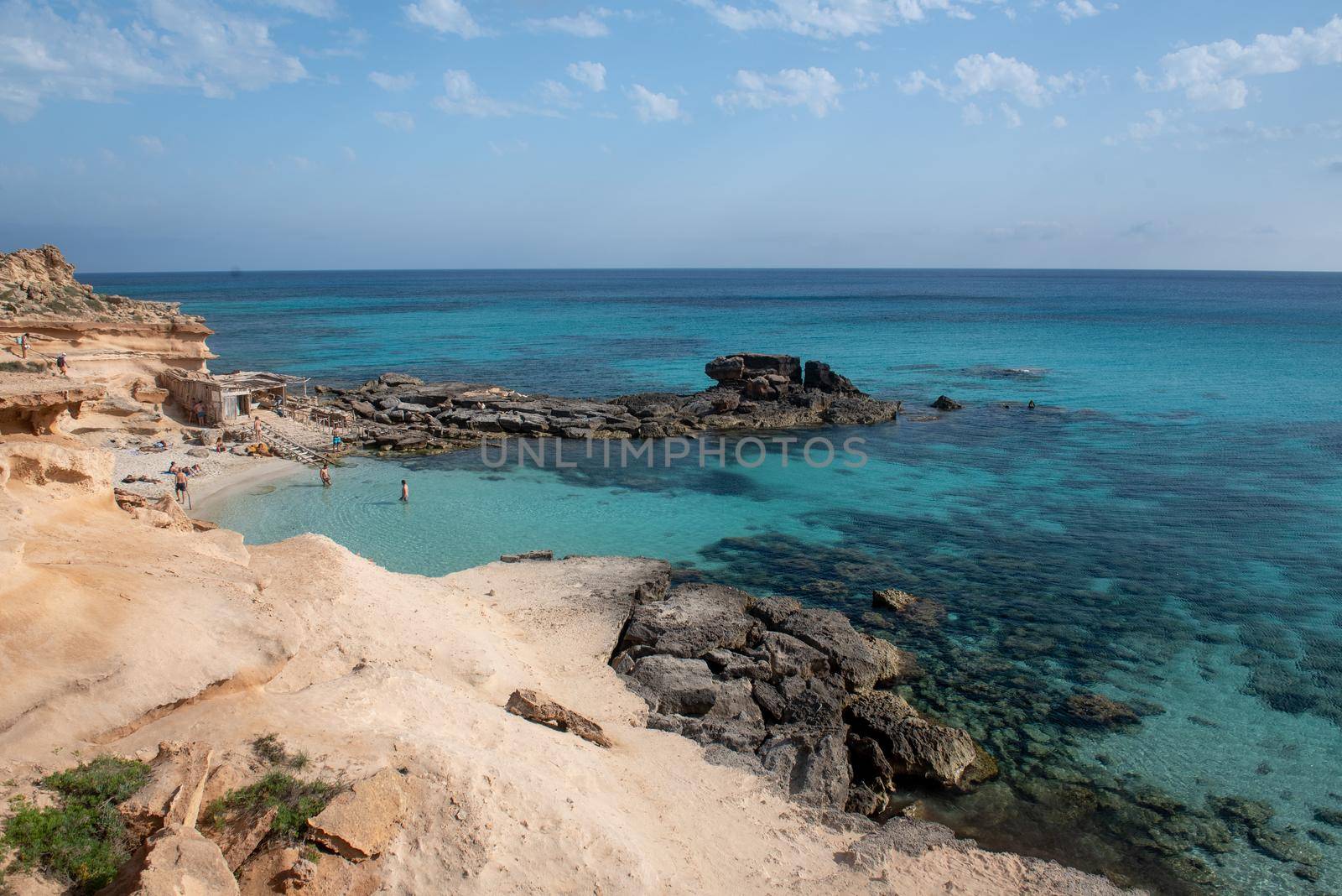 Formentera beach of Calo d es Mort in Balearic Islands.