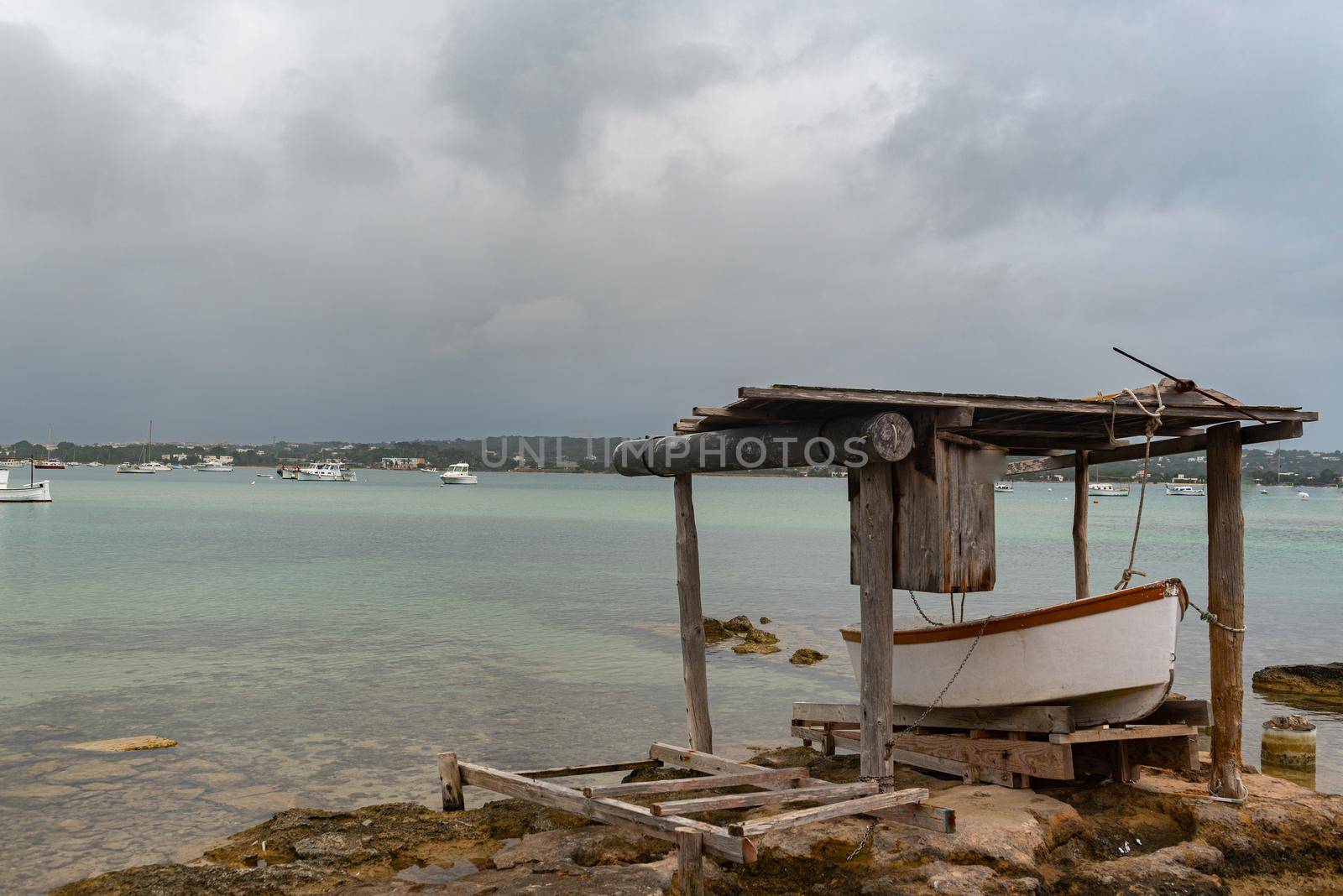 Formentera, Spain: 2021 June 8 : Boats in the port of La Savina in Formentera summer 2021.