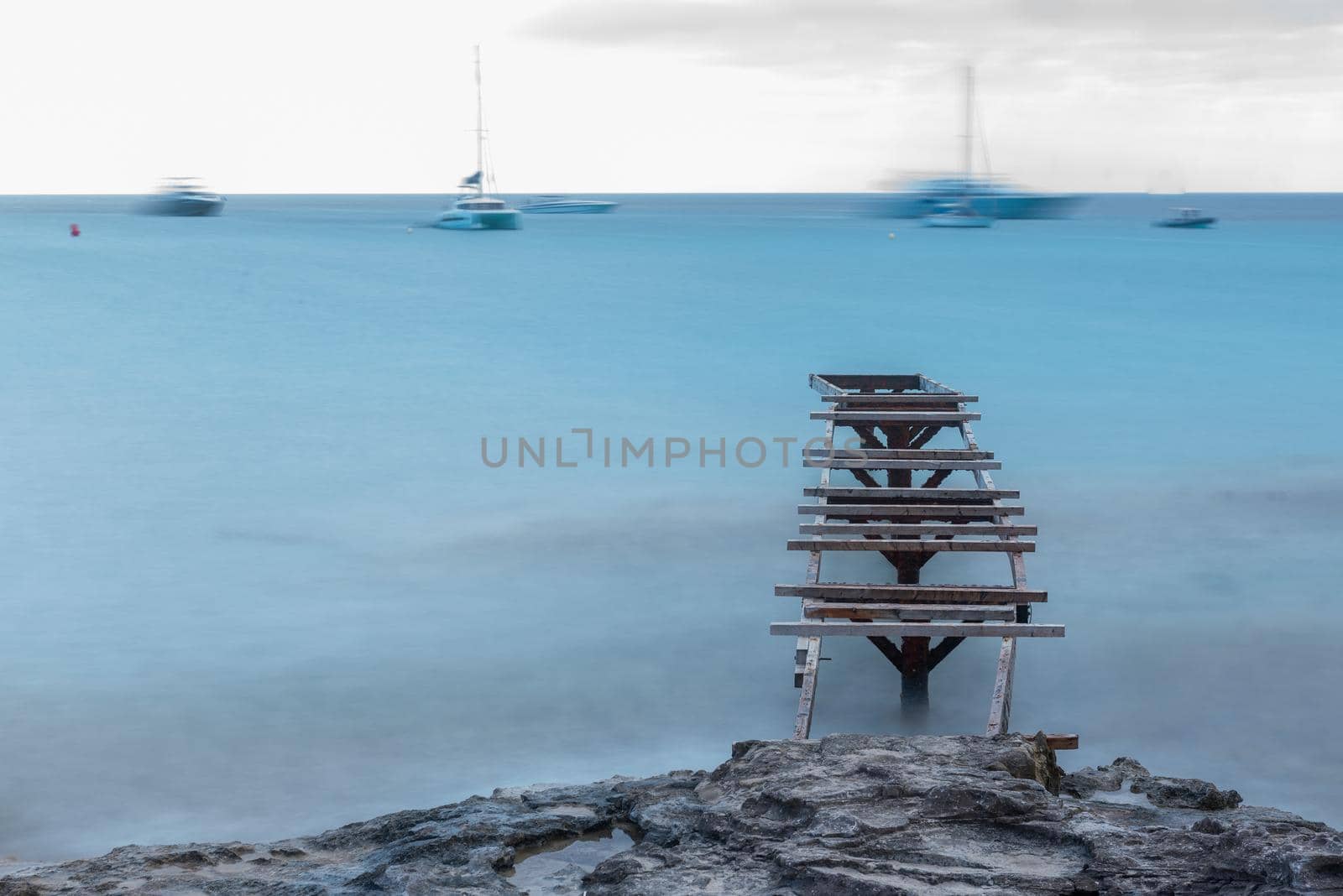 Illetes beach on the island of Formentera in Spain made in long exposure.