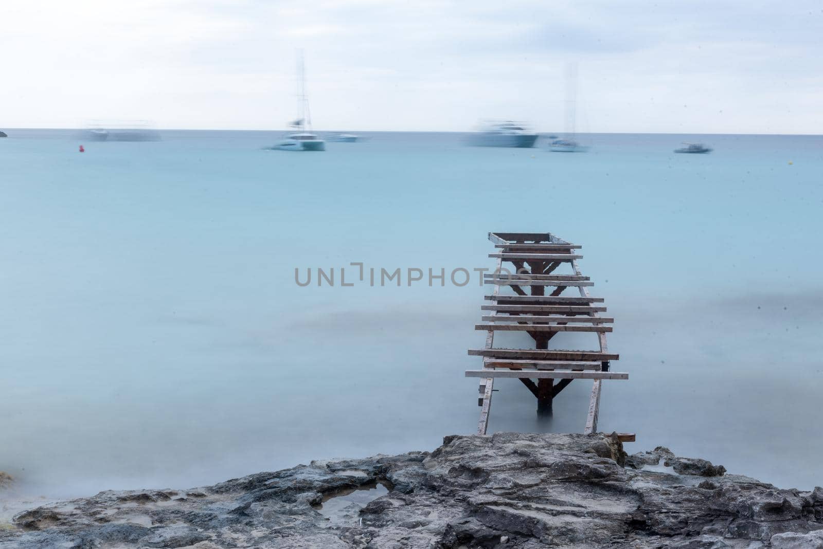 Illetes beach on the island of Formentera in Spain made in long exposure.