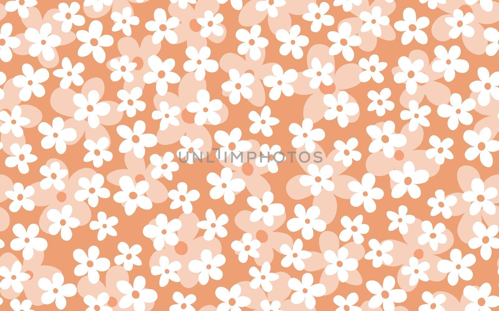 Floral seamless with hand drawn color flowers. Cute summer background. Modern floral compositions. Fashion vector stock illustration for wallpaper, posters, card, fabric, textile.