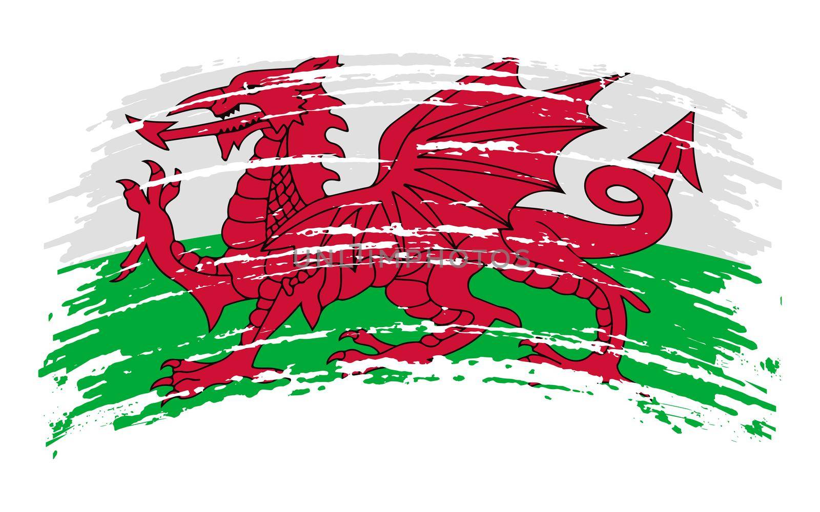 Wales flag in grunge brush stroke, vector by gladder