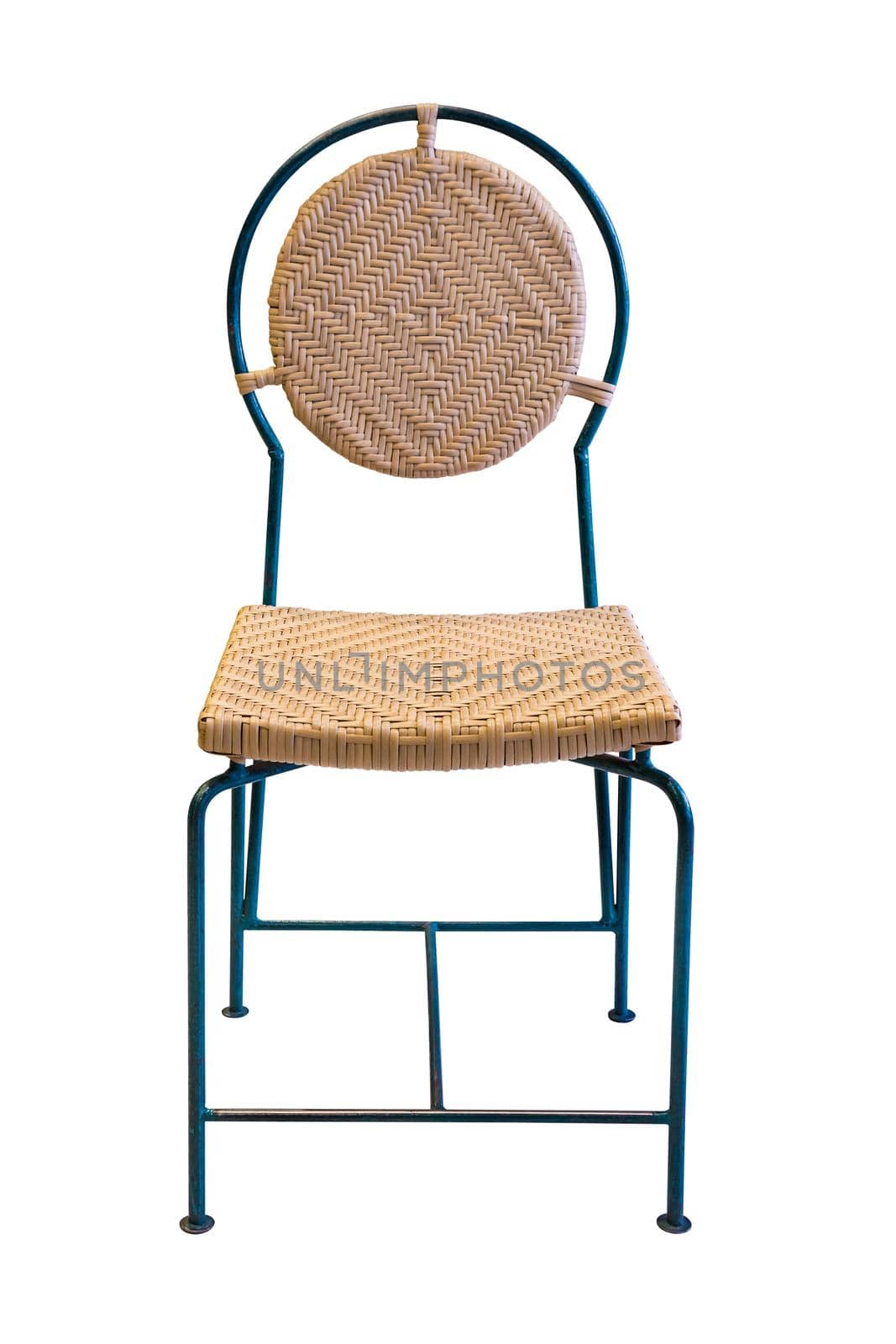 Chair steel legs with rattan cover isolated on white, work with clipping path.