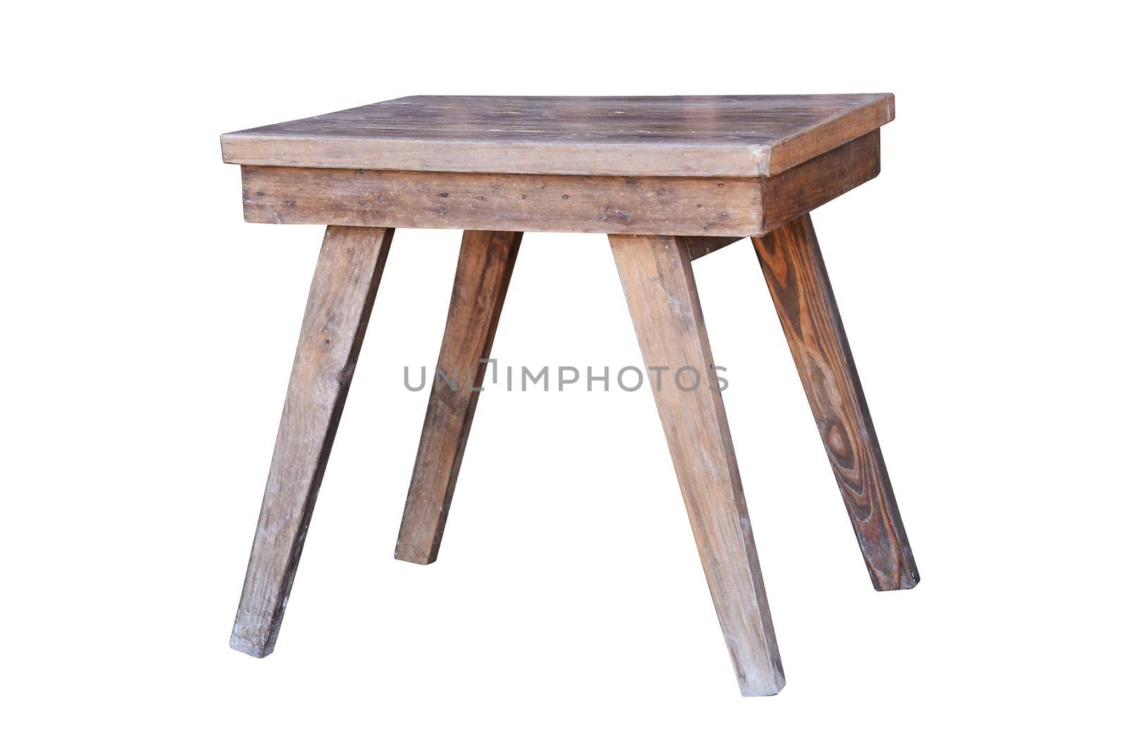 Old wooden table isolated on white background. by NuwatPhoto