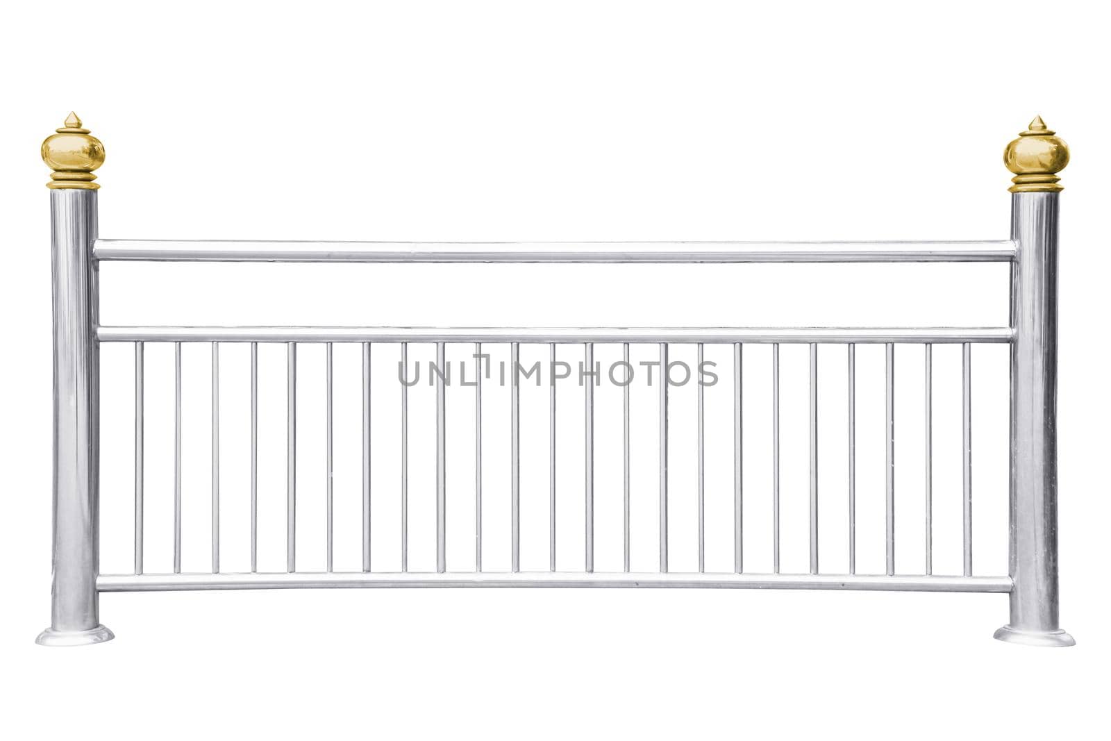 Stainless steel railing isolated on white, with clipping path.