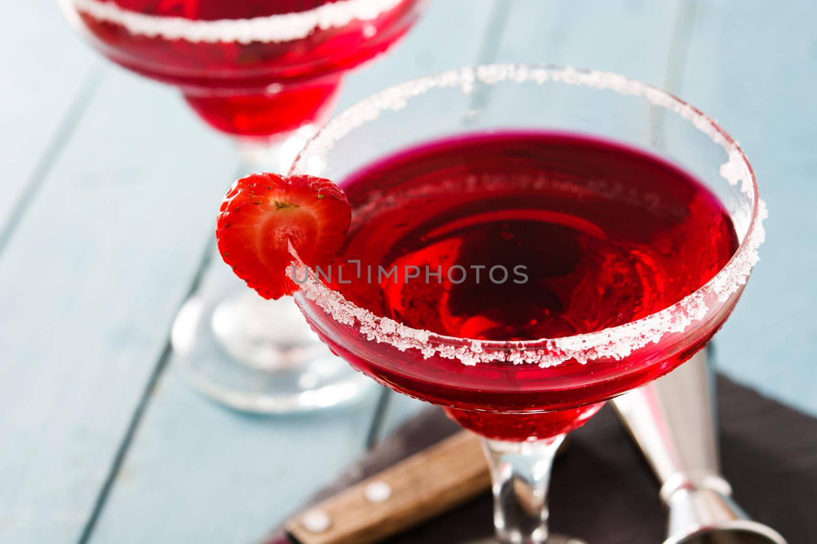 Strawberry cocktail drink in glass  by chandlervid85