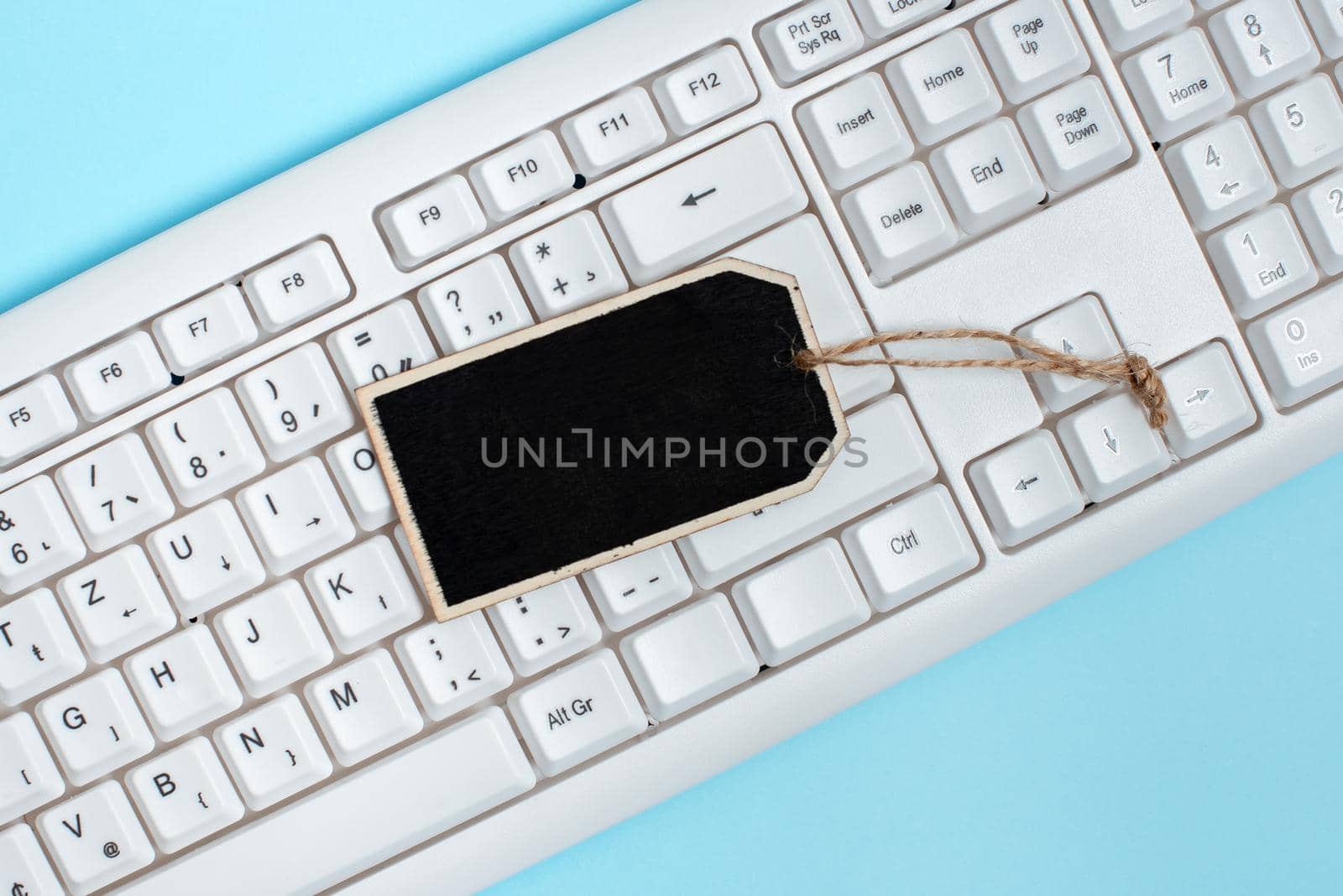 Collection of Blank Empty Sticker Tags Tied With A String For Information Label Sign