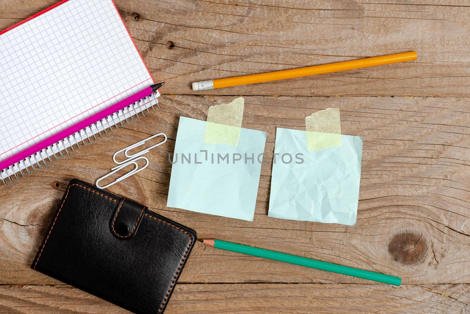 Display of Different Color Sticker Notes Arranged On Flat Lay Background