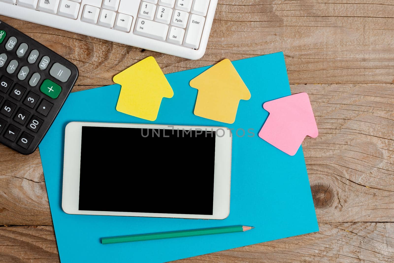 Display of Different Color Sticker Notes Arranged On Flat Lay Background